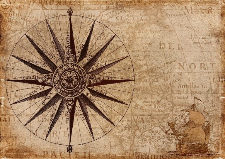 a compass on a nautical vintage map