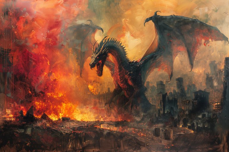 dragon in a fiery realm